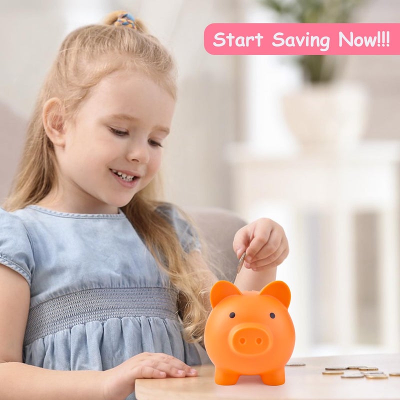 PJDRLLC بنك PJDRLLC Piggy Bank غير قابل للكسر، بنك نقود من البلاستيك للفتيات والفتيان متوسط ​​الحجم، هدايا عملية لعيد الميلاد وعيد الفصح (برتقالي) - Image 5